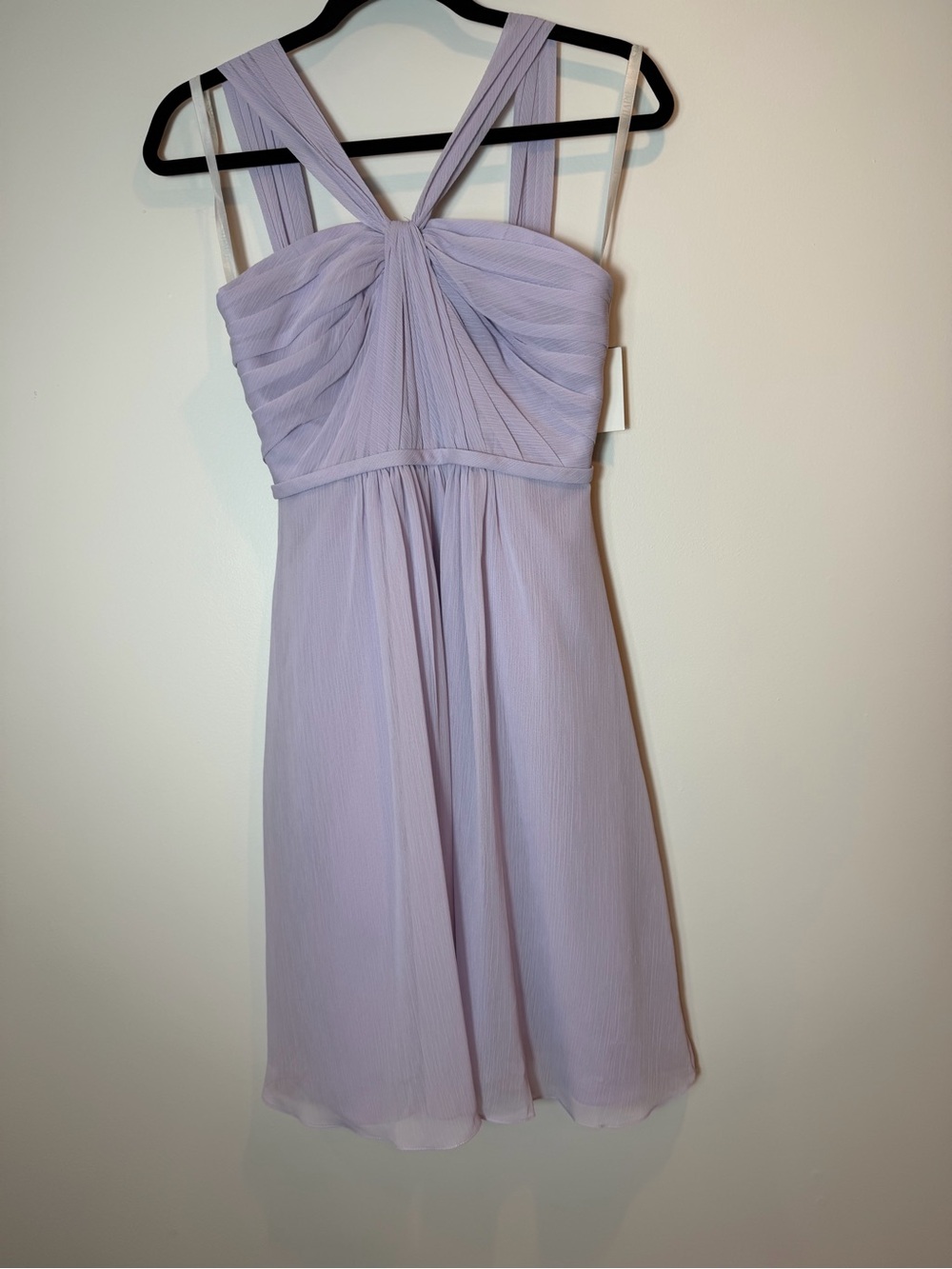 David's Bridal Y-Neck Short Chiffon Dress Iris Purple/Lilac Size 0